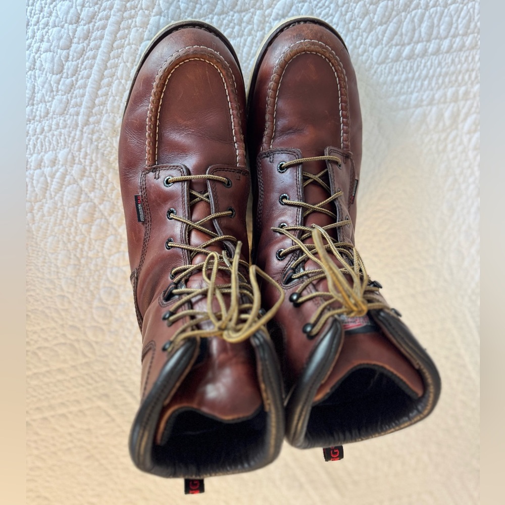 Red Wing Leather Boots #411 8-inch Waterproof Soft Toe Size 12 E2 Slip Resistant - Picture 6 of 14